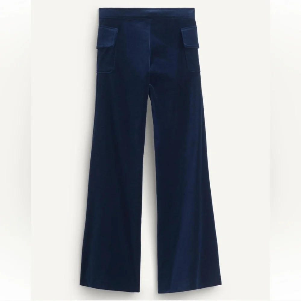 Zara Kate Moss Velvet Wide Pants Blue Size S